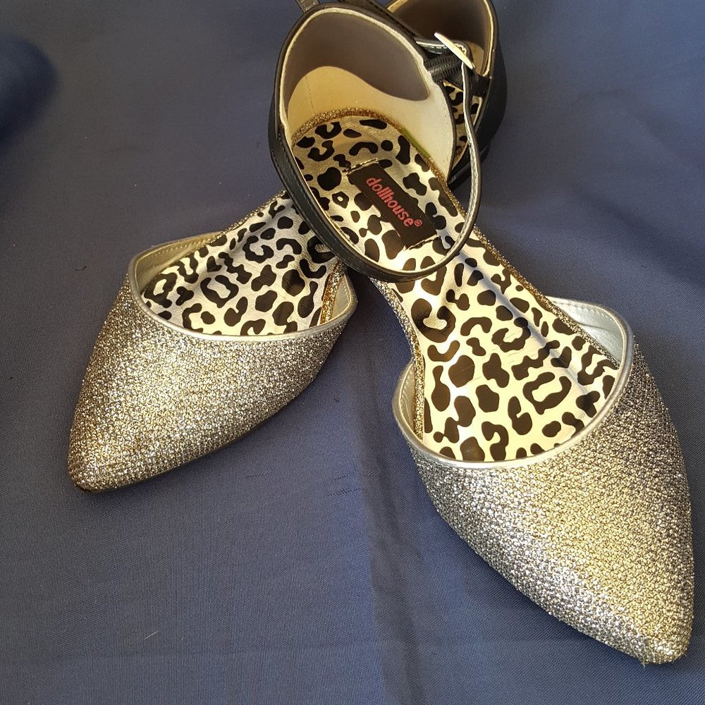 Dollhouse Silver Sparkle Glitter Flat Ankle strap